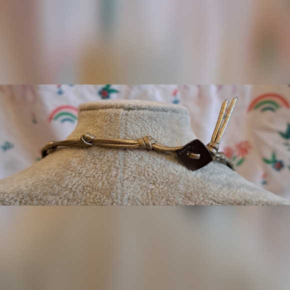 EUC Nakamol Genuine Crystal Bead & Metallic Silver Leather Necklace Jewelery - Picture 3 of 4